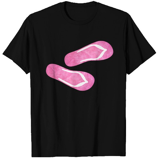 Flip Flops Summer Beach pink Fur soft Fun Holiday T Shirts