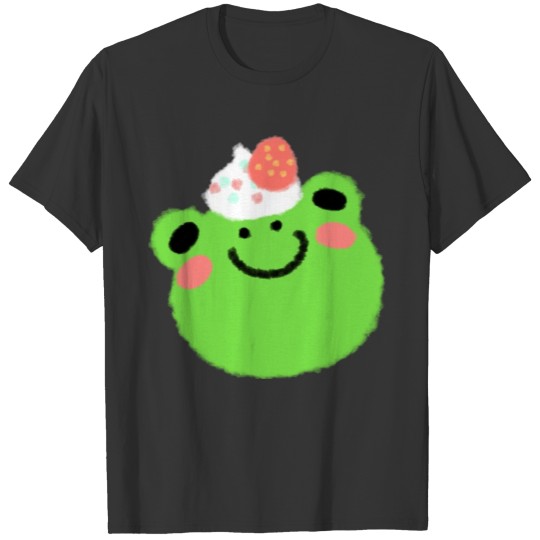 Kawaii Green frog cream puff pastry strawberry T Shirts