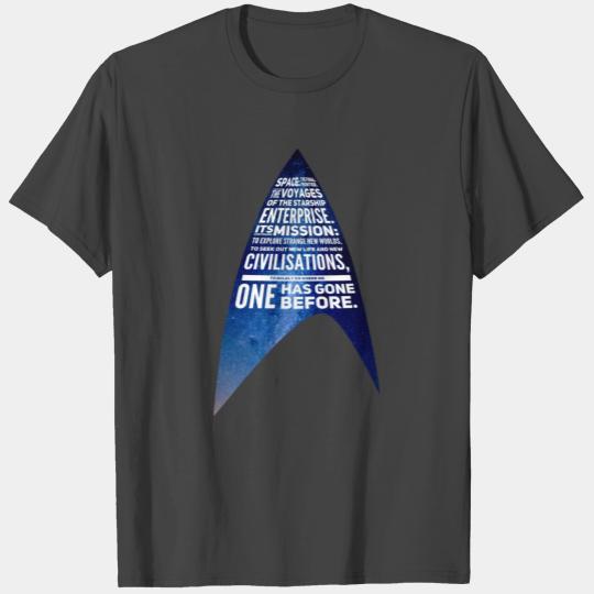 Trek Mission text in Starfleet delta T Shirts