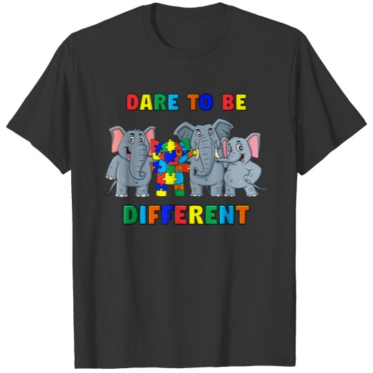 Dare To Be Different Elephants Autism Boys Girls T Shirts
