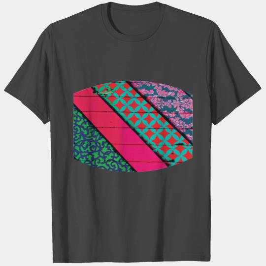 Colourful red blue turquoise purple patchwork T Shirts