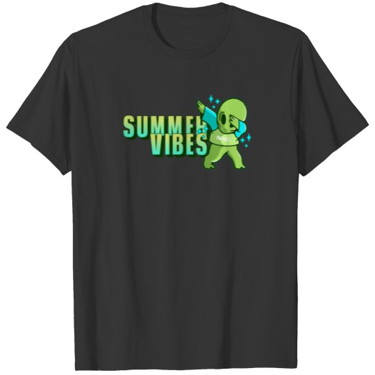 Funny Dabbing Alien Summer Vibes UFO Vacay Mode T-shirt