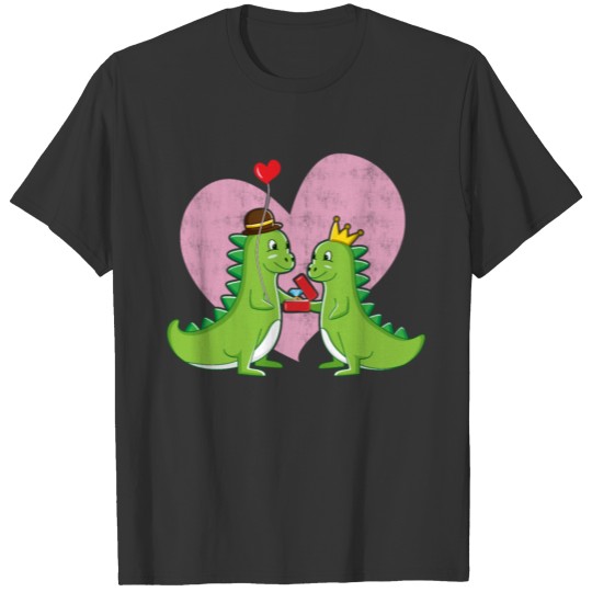 Dinosaur couple in love with wedding proposal T Shirts