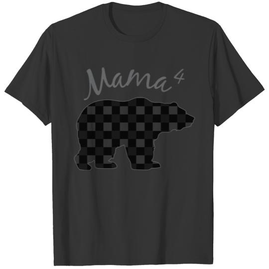 Mom4 Mama Bear Buffalo Plaid Checkerboard Pattern T Shirts
