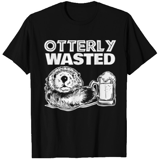 Otterly Wasted funny Otter Drinking T T Shirts