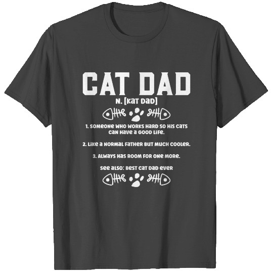 Cool Cat Dad Definition Funny Kitten Father Pet T Shirts