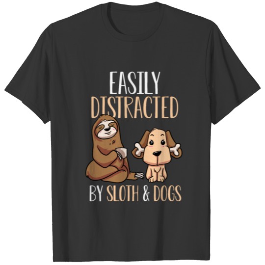 Easily Distracted By Sloths And Dogs Kawaii Cute T-shirt