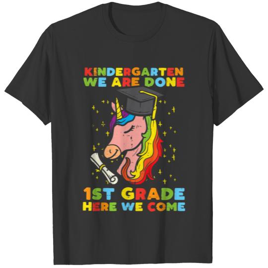 Kids Kindergarten We Are Done 1st Grade Unicorn T-shirt