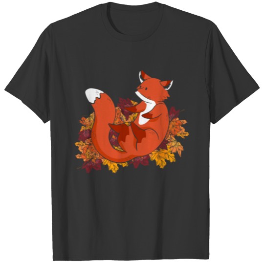 Kawaii Fox Leaves Wildlife Animal Foxes Vixen Fox T-shirt