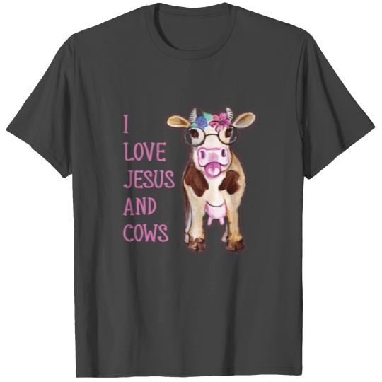 I Love Jesus And Cows Floral Lover Owner Cute Wome T Shirts