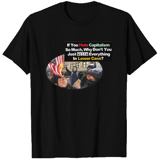 capitalism protest funny question parody logo T Shirts