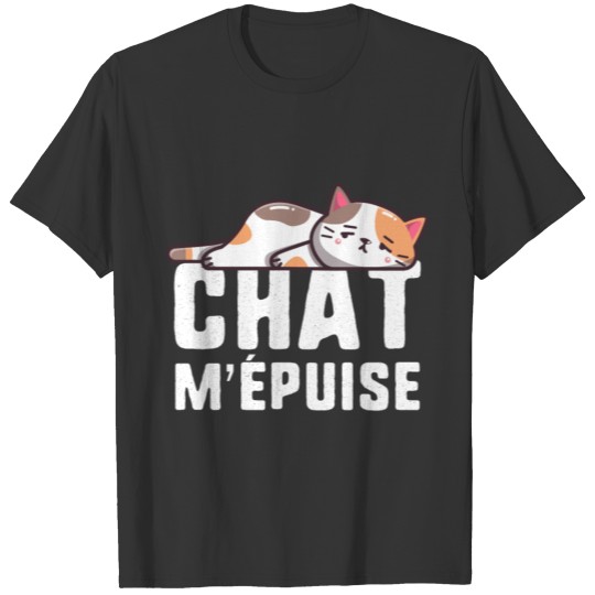 Chat T-shirt Chat M'épuise Tee Shirt Mignon T-shirt