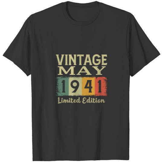 Vintage Retro 80th Birthday Gift May 1941 T-shirt