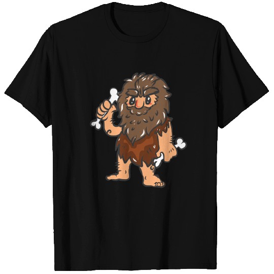 Caveman holding Bones. T Shirts