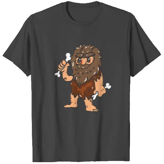 Caveman holding Bones. T Shirts