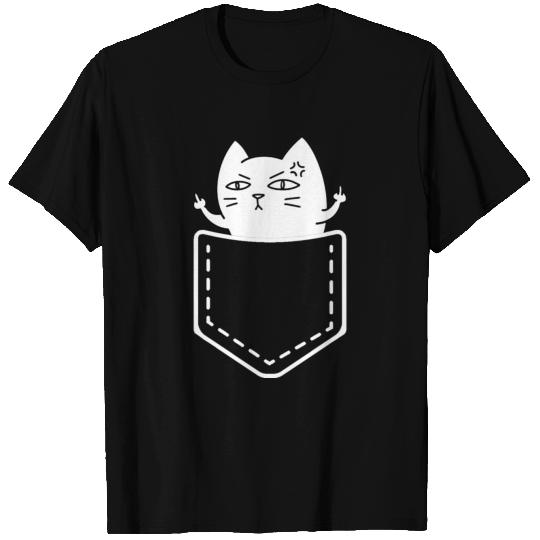 cat in pocket giving middle finger T Shirts