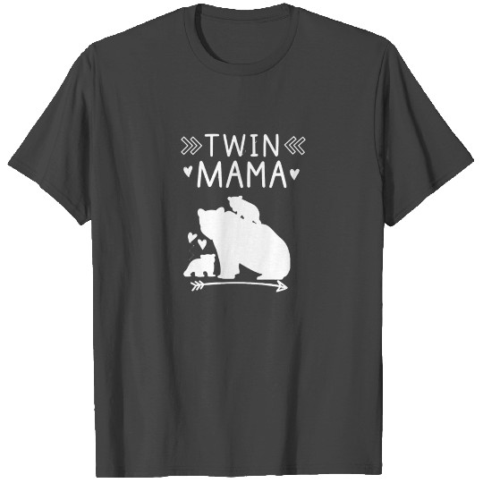 Twin Mama Bear With 2 Baby Cubs Heart Arrow BearGi T Shirts