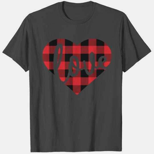 Cute Buffalo Lumberjack Plaid Heart Love Valentine T Shirts