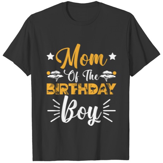 Mom Of The Birthday Boy Zoo Animal , Safari Family T Shirts