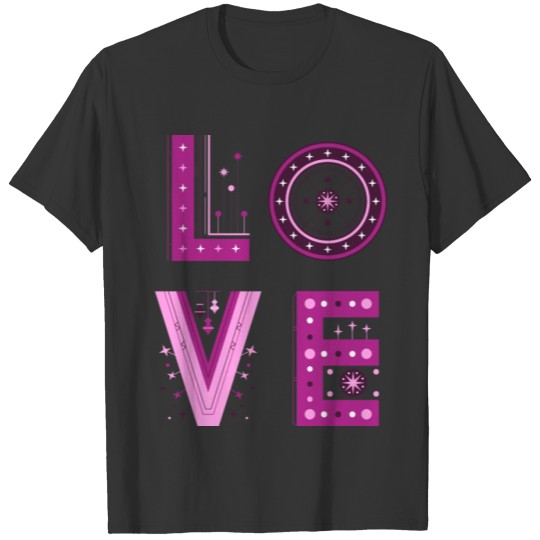 L O V E love block letters monogram pink T Shirts