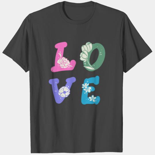 L O V E love block letters monogram colourful T Shirts