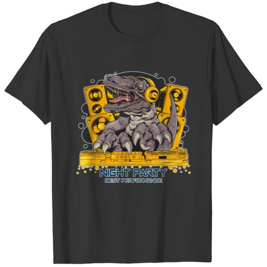 Dinosaur DJ celebrates T-shirt