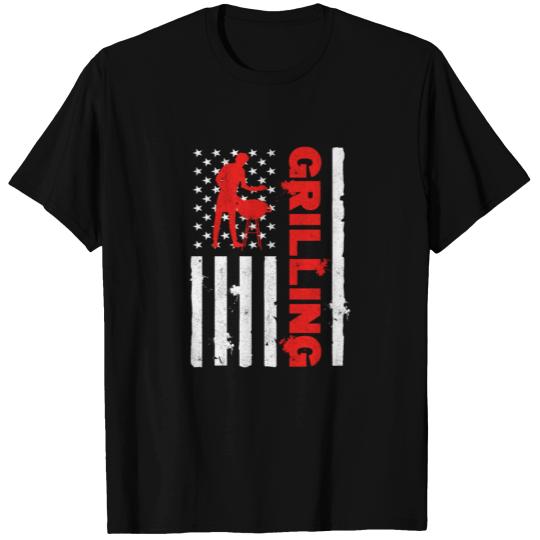 BBQ Party American Flag USA Grilling Funny T Shirts