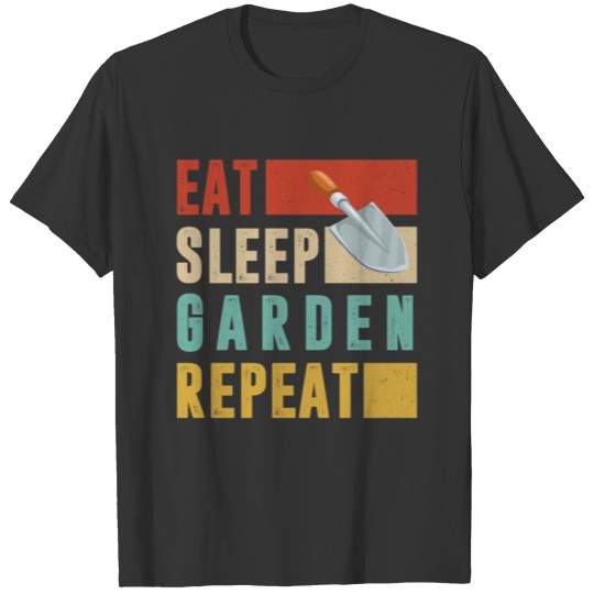 Gardening Shirt, Vintage Eat Sleep Garden Repeat, T-shirt