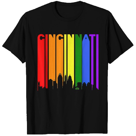 Cincinnati Ohio LGBTQ Gay Pride Rainbow Skyline T T Shirts