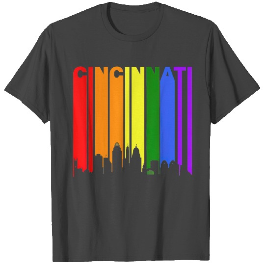Cincinnati Ohio LGBTQ Gay Pride Rainbow Skyline T T Shirts