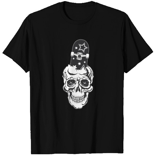 Skateboarder Skull Skeleton Head Board Funny T Shirts