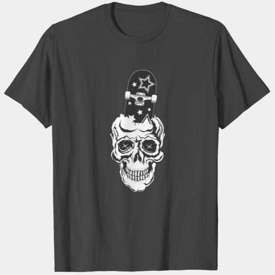 Skateboarder Skull Skeleton Head Board Funny T Shirts