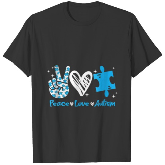 Womens Peace Love Autism Shirt Autism Awareness T-shirt
