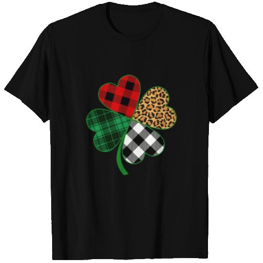 Irish Shamrock Buffalo Plaid Leopard Green Pattern T Shirts