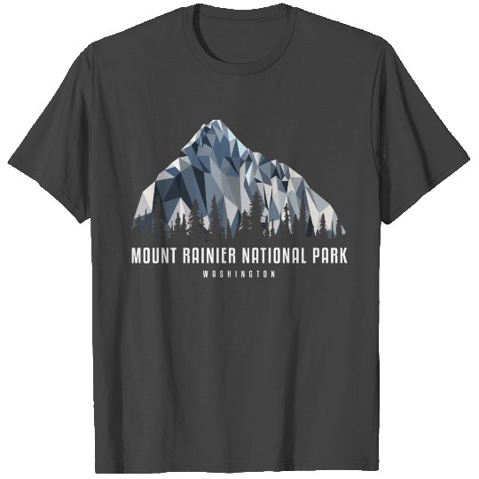 Mount Rainier National Park Low Poly Mountains Shi T Shirts