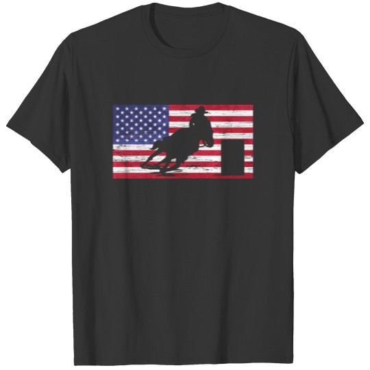 Barrel Racing American Flag USA T Shirts