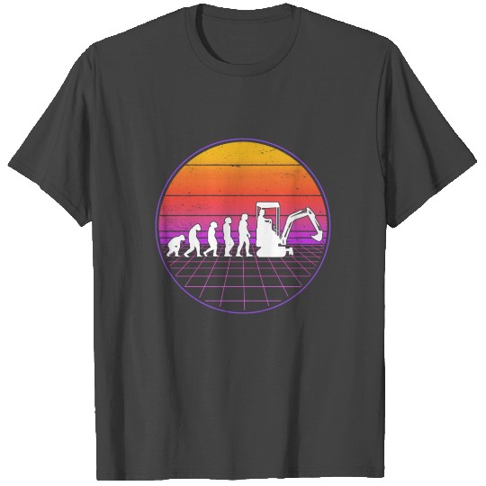 Excavator Evolution Vaporwave Operator 80's T Shirts