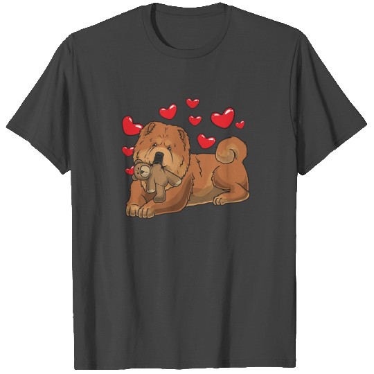Chow Chow dog with stuffed animal and hearts T Shirts