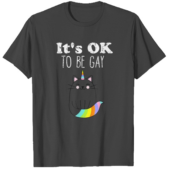 Gay Pride LGBT Its OK to be Gay Funny Novelty Cat T Shirts