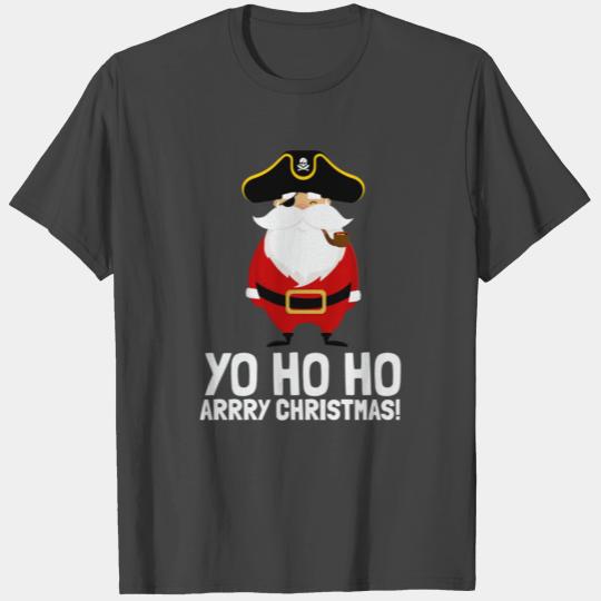 Santa Pirate Yo Ho Ho Arry Christmas Eye Patch Cap T Shirts
