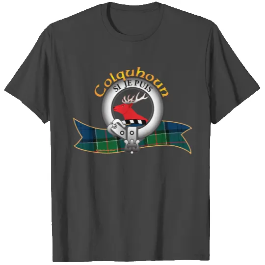Scottish Colquhoun Clan Tartan Crest A Hart S Head T Shirts