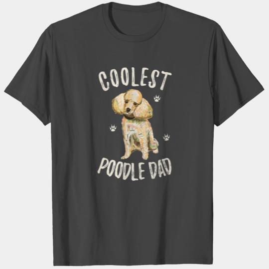 Vintage Retro Coolest Poodle Dog Dad Funny Puppy T Shirts