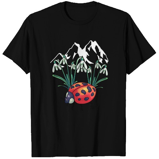 Natur Mountains Insect snowdrop Ladybug Alps T Shirts