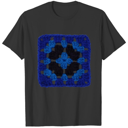 Blue Flower Vintage Crochet Granny Square T Shirts