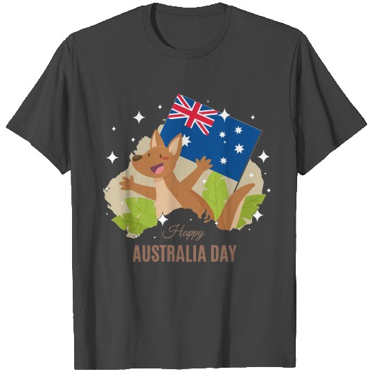 Flat australia day with kangaroo T Shirts