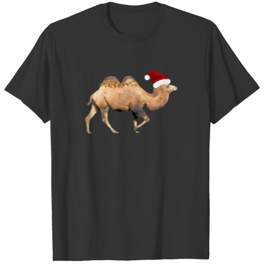 Christmas Camel With Santa Hat T Shirts