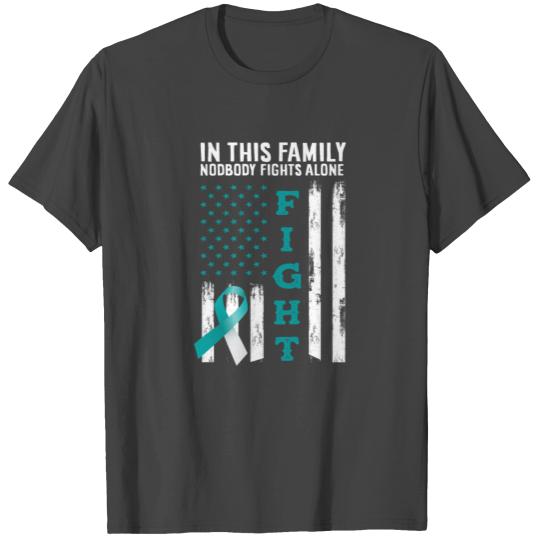 Family Fight USA Flag Cervical Cancer Awareness T Shirts
