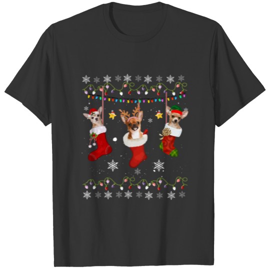 Funny Chihuahua Christmas Socks Lights Gift Dog Lo T Shirts