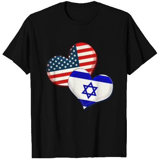 USA and Israel hearts T Shirts