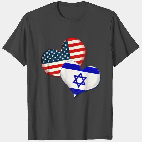 USA and Israel hearts T Shirts